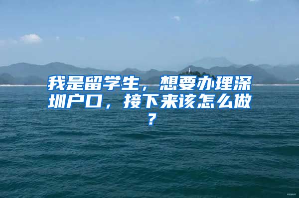 我是留学生，想要办理深圳户口，接下来该怎么做？