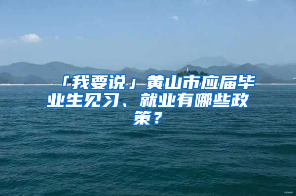 「我要说」黄山市应届毕业生见习、就业有哪些政策？