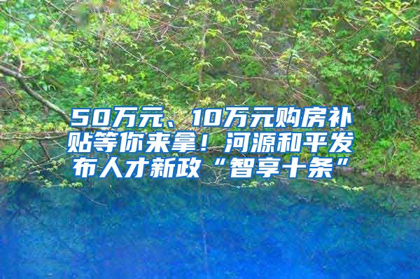 50万元、10万元购房补贴等你来拿！河源和平发布人才新政“智享十条”