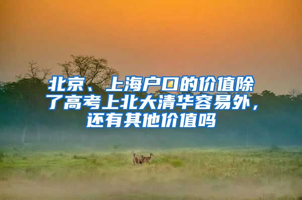 北京、上海户口的价值除了高考上北大清华容易外，还有其他价值吗