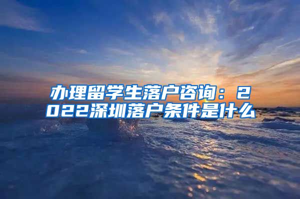 办理留学生落户咨询：2022深圳落户条件是什么