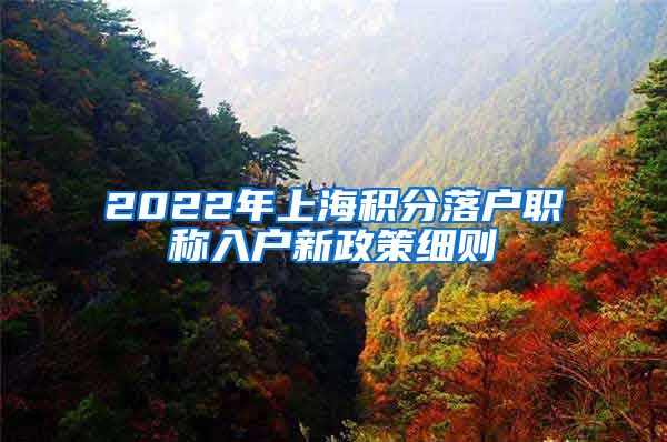 2022年上海积分落户职称入户新政策细则