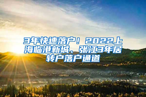 3年快速落户！2022上海临港新城、张江3年居转户落户通道