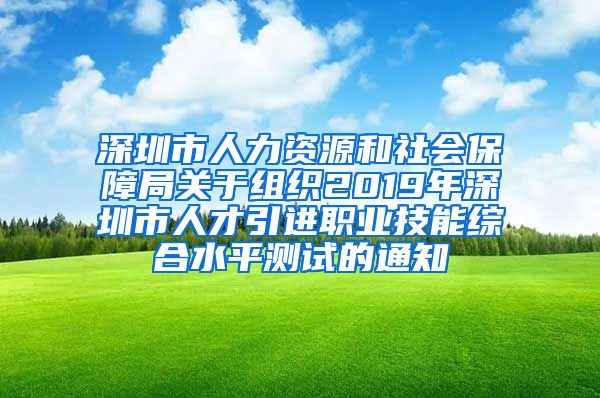 深圳市人力资源和社会保障局关于组织2019年深圳市人才引进职业技能综合水平测试的通知