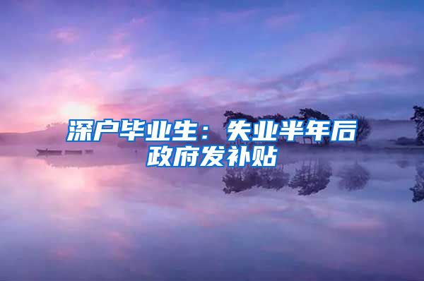 深户毕业生：失业半年后政府发补贴