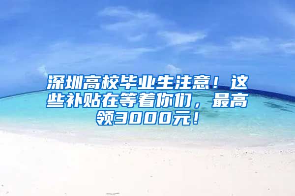 深圳高校毕业生注意！这些补贴在等着你们，最高领3000元！