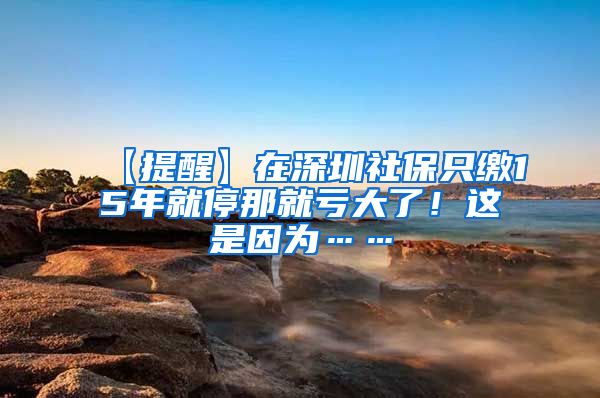 【提醒】在深圳社保只缴15年就停那就亏大了！这是因为……