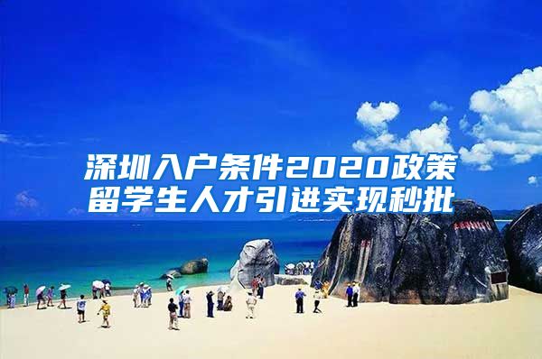 深圳入户条件2020政策留学生人才引进实现秒批