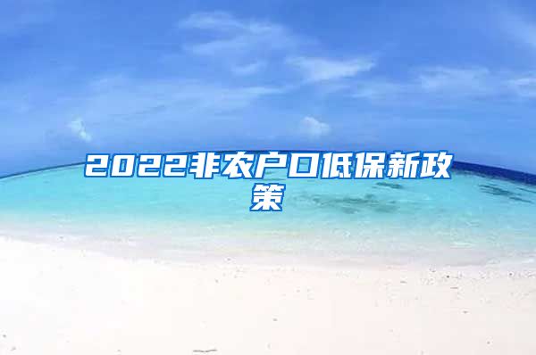 2022非农户口低保新政策