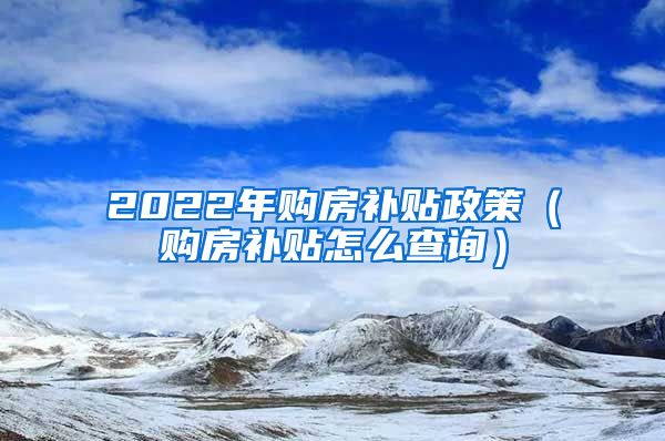 2022年购房补贴政策（购房补贴怎么查询）