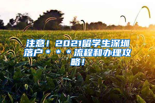 注意！2021留学生深圳落户＊＊＊流程和办理攻略！