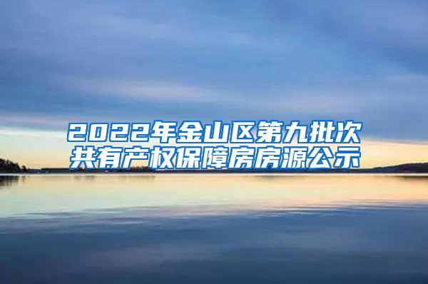 2022年金山区第九批次共有产权保障房房源公示