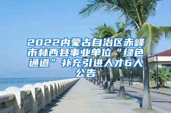 2022内蒙古自治区赤峰市林西县事业单位“绿色通道”补充引进人才6人公告