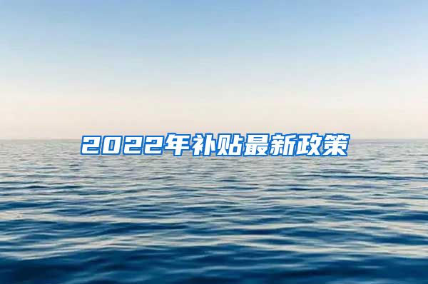 2022年补贴最新政策