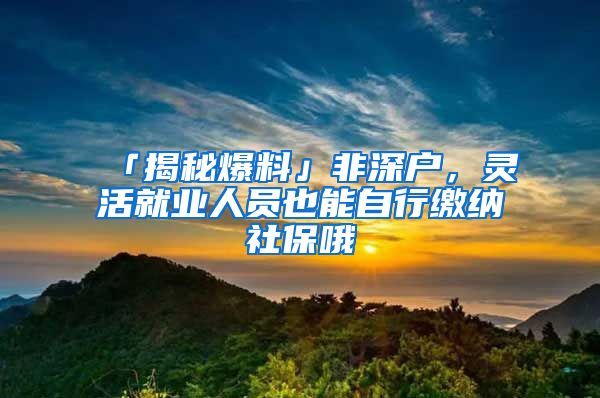 「揭秘爆料」非深户，灵活就业人员也能自行缴纳社保哦