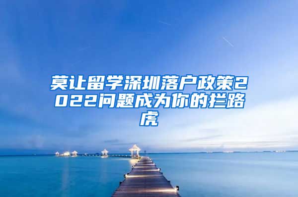 莫让留学深圳落户政策2022问题成为你的拦路虎