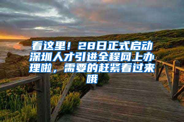 看这里！28日正式启动深圳人才引进全程网上办理啦，需要的赶紧看过来哦