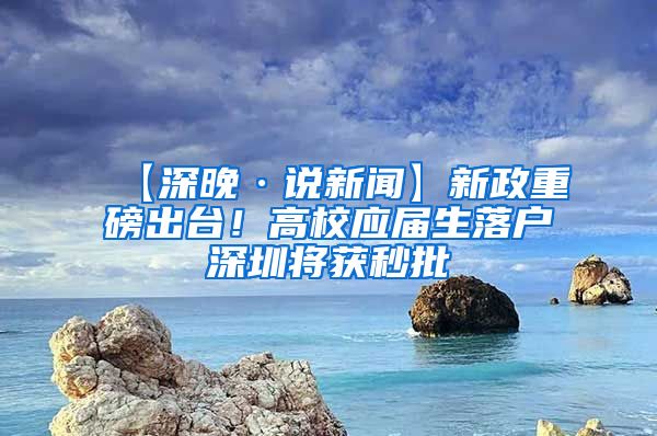 【深晚·说新闻】新政重磅出台！高校应届生落户深圳将获秒批