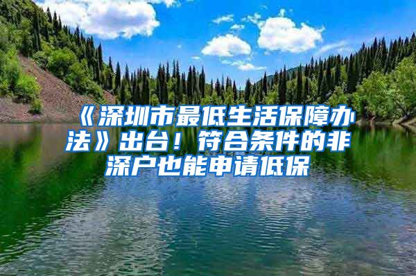 《深圳市最低生活保障办法》出台！符合条件的非深户也能申请低保