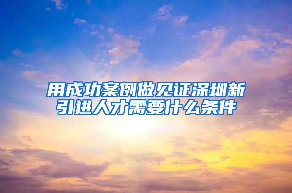 用成功案例做见证深圳新引进人才需要什么条件