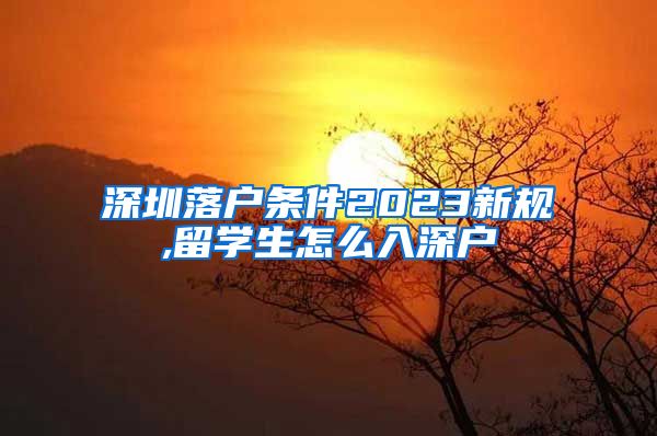 深圳落户条件2023新规,留学生怎么入深户