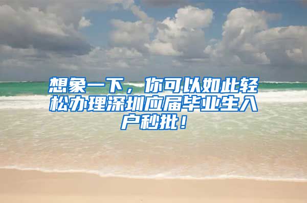 想象一下，你可以如此轻松办理深圳应届毕业生入户秒批！