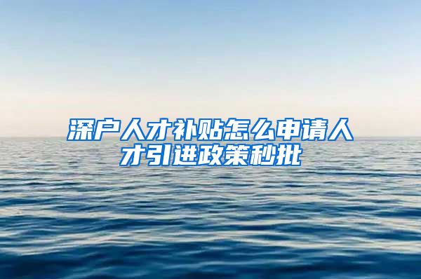 深户人才补贴怎么申请人才引进政策秒批