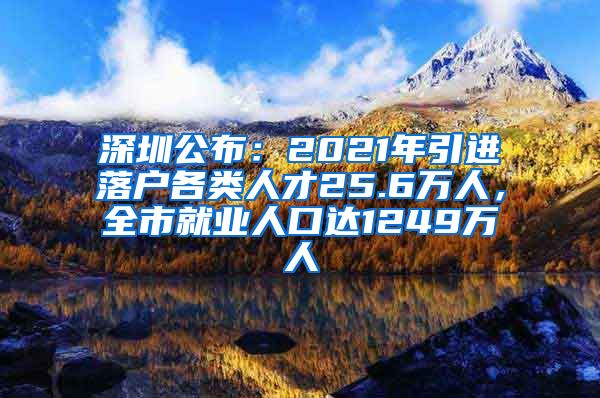 深圳公布：2021年引进落户各类人才25.6万人，全市就业人口达1249万人