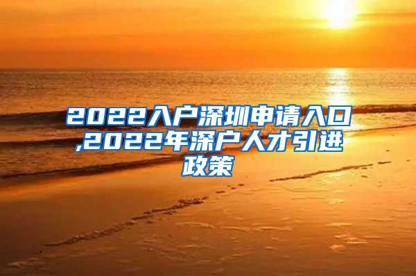 2022入户深圳申请入口,2022年深户人才引进政策