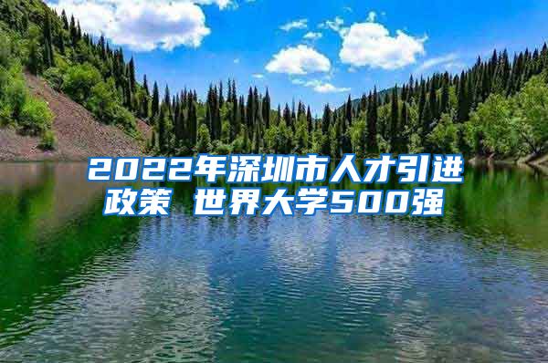 2022年深圳市人才引进政策 世界大学500强