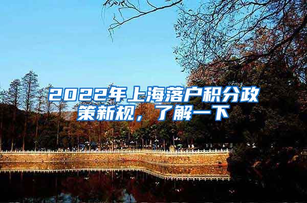 2022年上海落户积分政策新规，了解一下