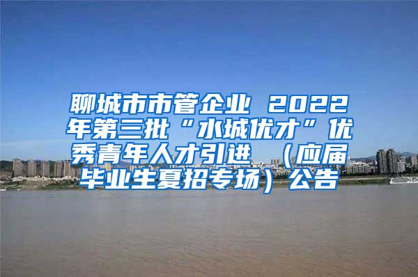 聊城市市管企业 2022年第三批“水城优才”优秀青年人才引进 （应届毕业生夏招专场）公告