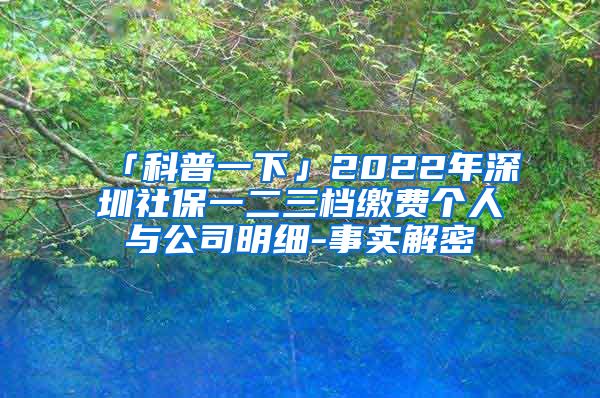 「科普一下」2022年深圳社保一二三档缴费个人与公司明细-事实解密