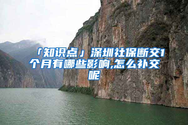 「知识点」深圳社保断交1个月有哪些影响,怎么补交呢