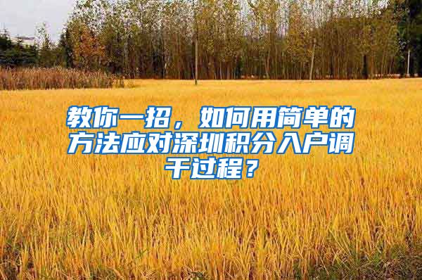 教你一招，如何用简单的方法应对深圳积分入户调干过程？