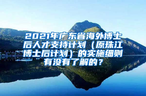 2021年广东省海外博士后人才支持计划（原珠江博士后计划）的实施细则有没有了解的？