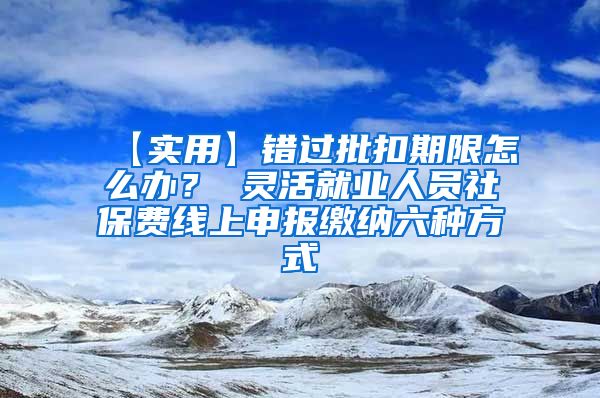 【实用】错过批扣期限怎么办？ 灵活就业人员社保费线上申报缴纳六种方式