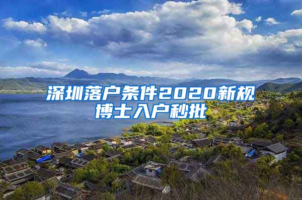 深圳落户条件2020新规博士入户秒批