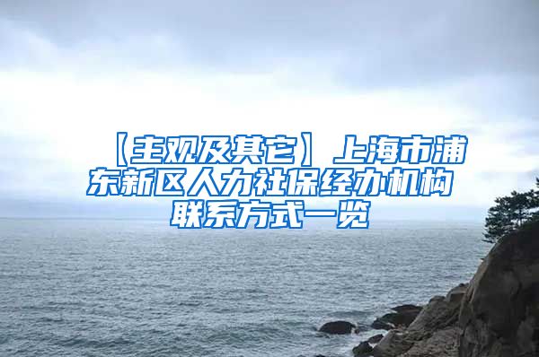 【主观及其它】上海市浦东新区人力社保经办机构联系方式一览