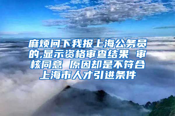 麻烦问下我报上海公务员的,显示资格审查结果 审核同意 原因却是不符合上海市人才引进条件