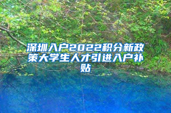 深圳入户2022积分新政策大学生人才引进入户补贴