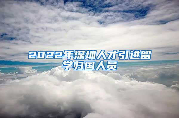 2022年深圳人才引进留学归国人员