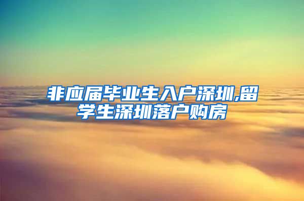 非应届毕业生入户深圳,留学生深圳落户购房