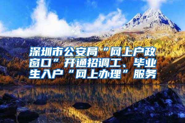 深圳市公安局“网上户政窗口”开通招调工、毕业生入户“网上办理”服务