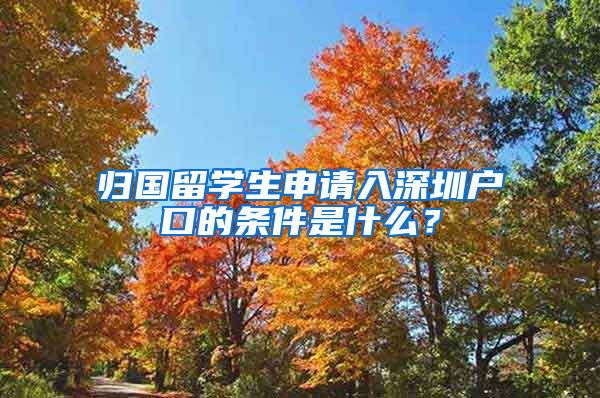 归国留学生申请入深圳户口的条件是什么？