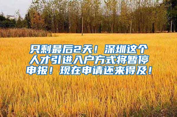 只剩最后2天！深圳这个人才引进入户方式将暂停申报！现在申请还来得及！