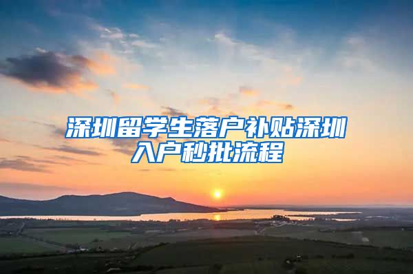 深圳留学生落户补贴深圳入户秒批流程