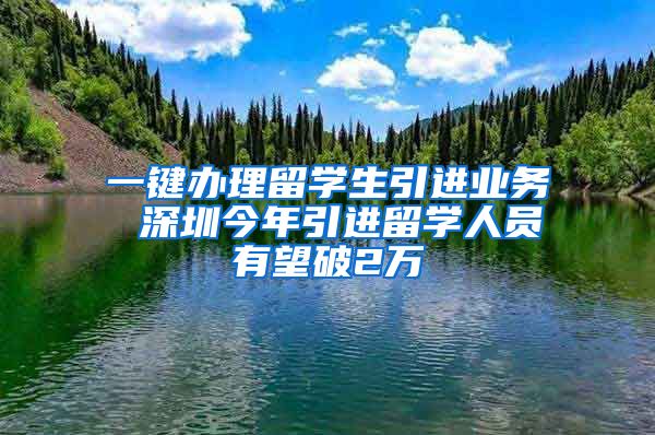 一键办理留学生引进业务 深圳今年引进留学人员有望破2万