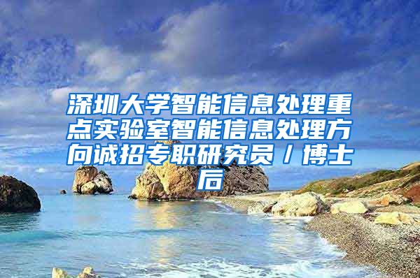 深圳大学智能信息处理重点实验室智能信息处理方向诚招专职研究员／博士后