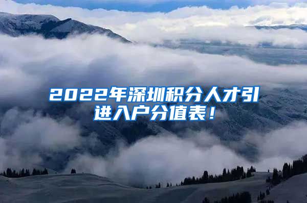 2022年深圳积分人才引进入户分值表！